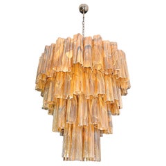 Huge Vintage Murano Glass Tiered Chandelier - 80 glasses - amber black albaster