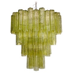 Enorme araña de cristal de Murano vintage - 80 copas - color verde