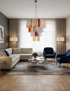 Huge Vintage Murano Glass Tiered Chandelier - 80 glasses-multicolored glass tube