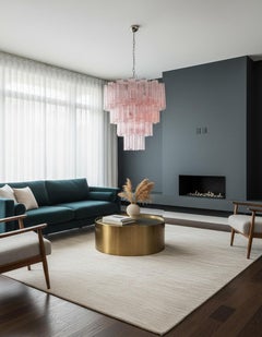 Huge Vintage Murano Glass Tiered Chandelier - 80 glasses - pink glass tube