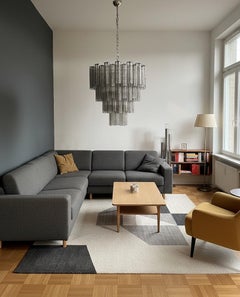 Huge Vintage Murano Glass Tiered Chandelier - 80 glasses - smoked glass tube