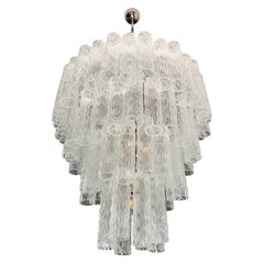 Huge Vintage Murano Glass Tiered Chandelier - 80 glasses -transparent glass tube