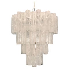 Huge Vintage Murano Glass Tiered Chandelier - 80 glasses-white alabaster glasses