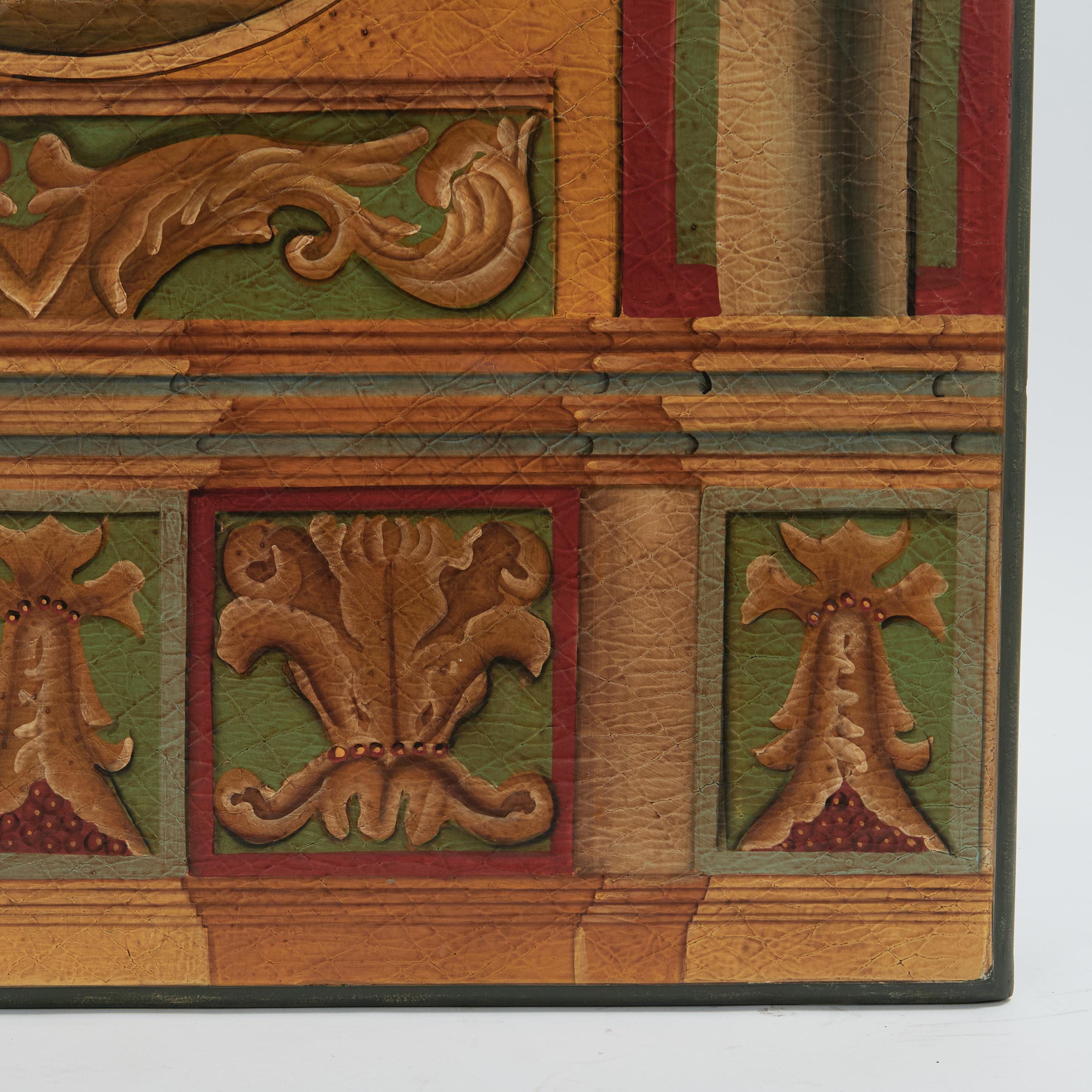 Enorme Panel Pintado Neoclásico Vintage con un Leopardo y Monos en venta 2