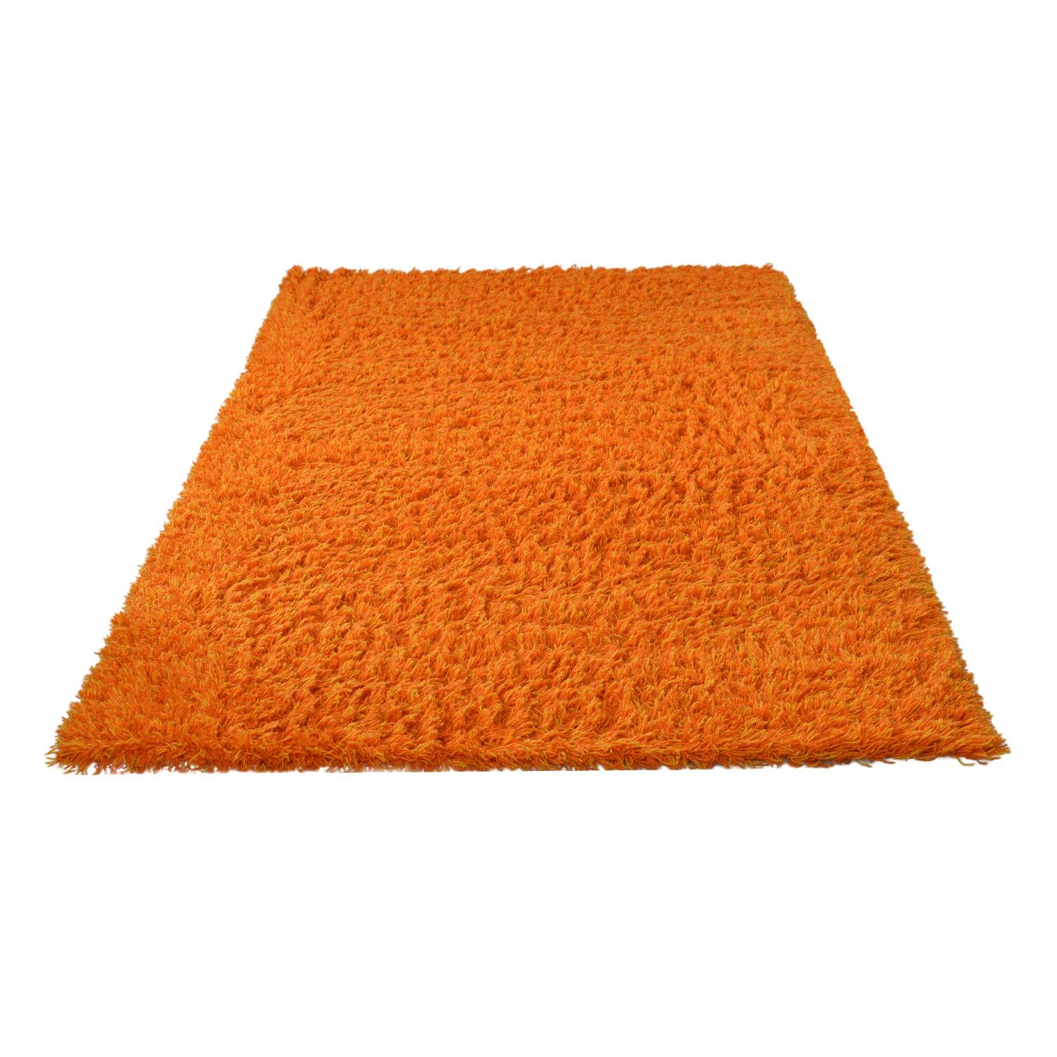 Wool Huge Vintage Orange and Yellow Scandinavian Rya Shag Area Rug Runner For Sale