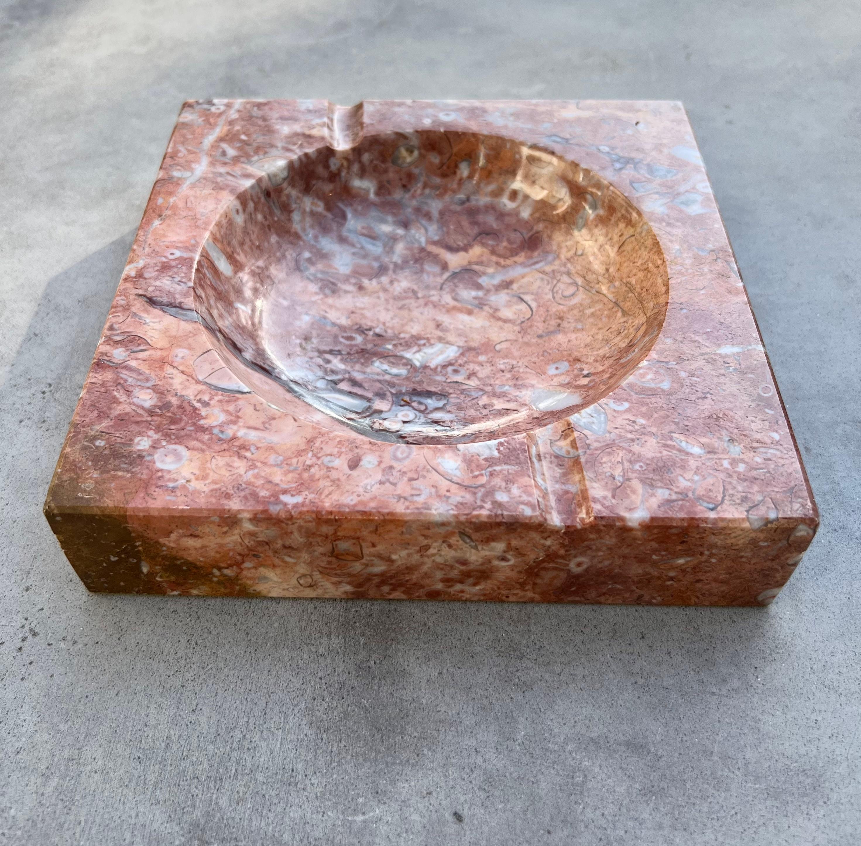 Huge Vintage Pink Marble Ashtray, 1960s 11