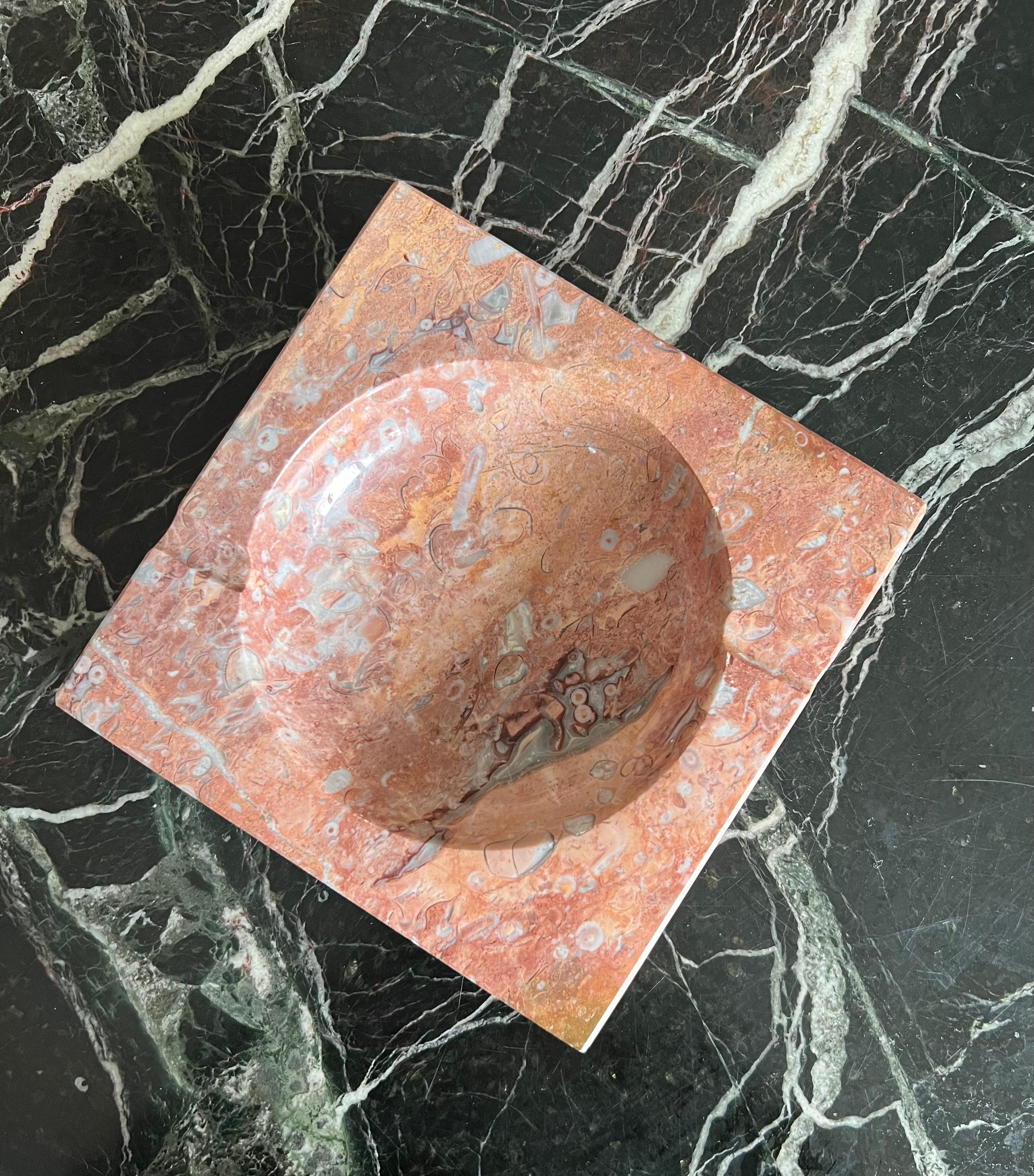 Huge Vintage Pink Marble Ashtray, 1960s In Good Condition In View Park, CA