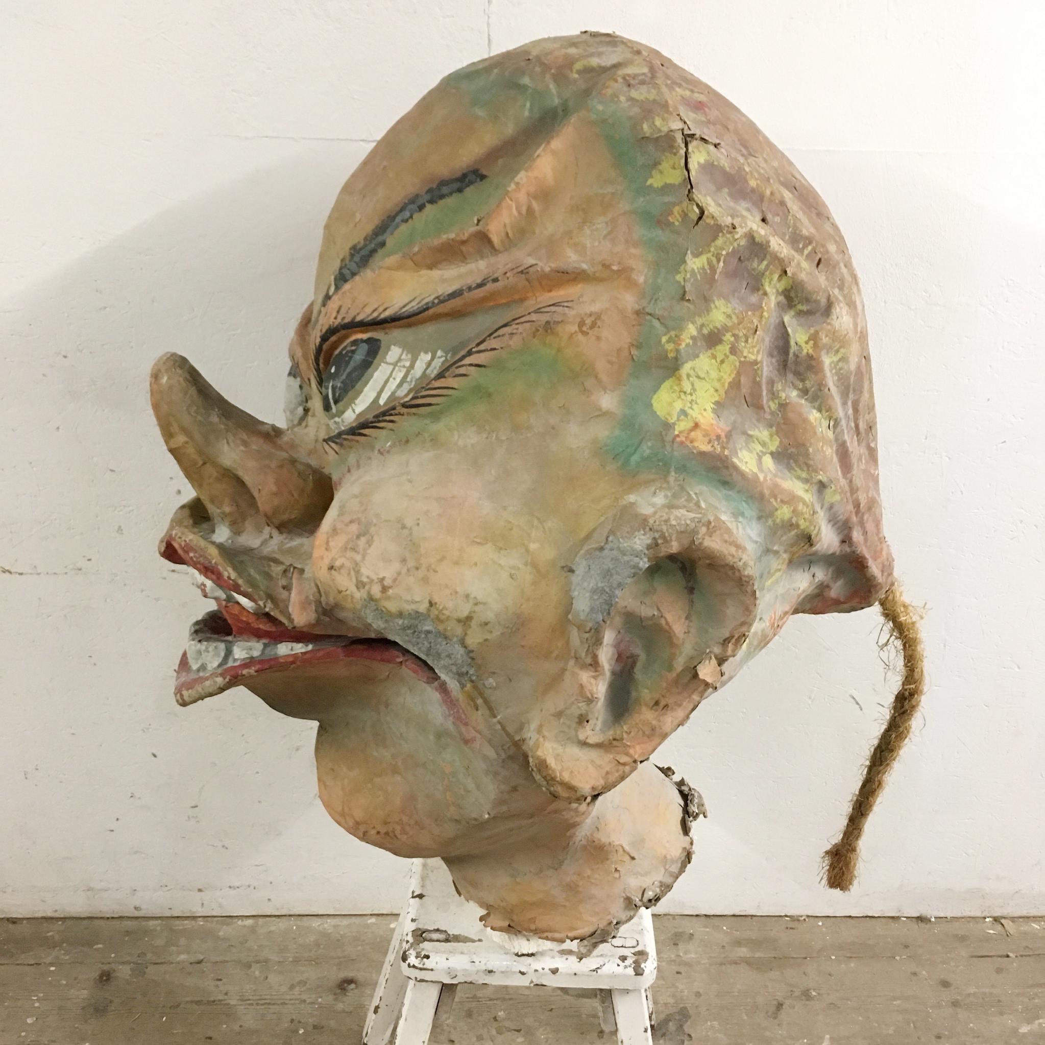 Huge papier mâché carnival 'Big Head'

Handmade vintage carnival parade head

circa 1950s

In good condition for age

Dimensions Are as close as possible, a very awkward shape to measure

Measures: 93 cm Height
80 cm Width
97 cm