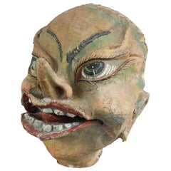 Huge Vintage Papier Mâché Carnival Parade Head, 1950s