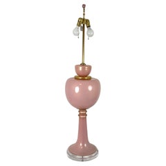 Huge Vintage Pink with Gold Fleck Murano Glass Table Lamp