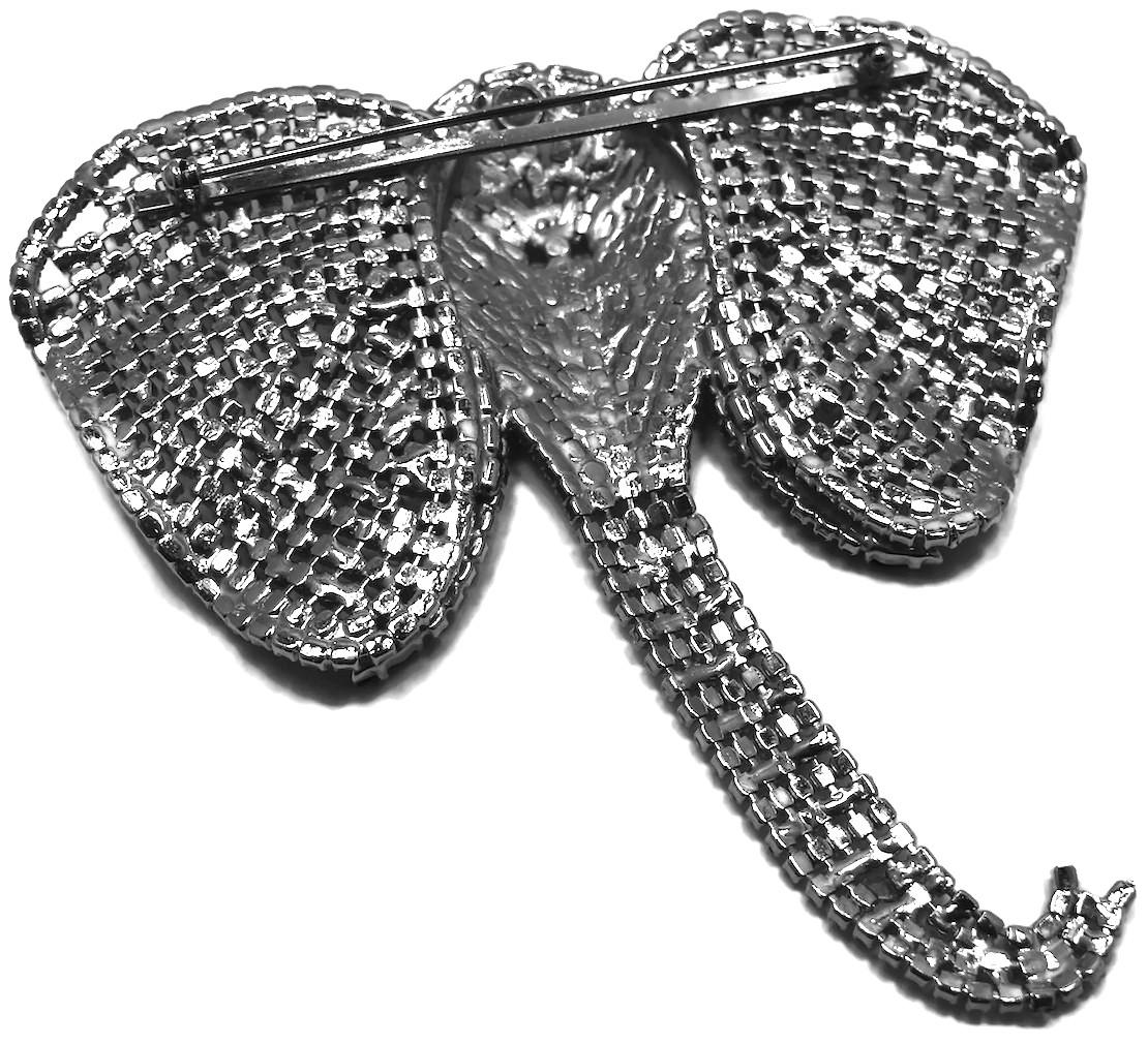 Huge Vintage Signed Butler & Wilson Crystal Elephant Brooch In Good Condition In New York, NY