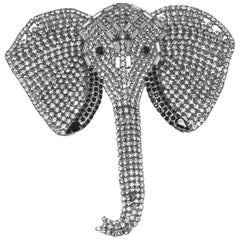 Huge Vintage Signed Butler & Wilson Crystal Elephant Brooch