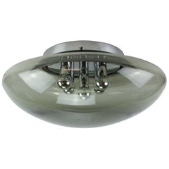 Große Vintage-Wandleuchte aus Rauchglas und Chrom von Hilldebrand, Deutschland, 1960er Jahre