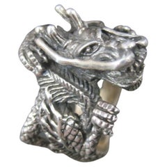 Huge Vintage Sterling Dragon Ring Size 10.5