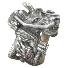 Huge Vintage Sterling Dragon Ring Size 10.5
