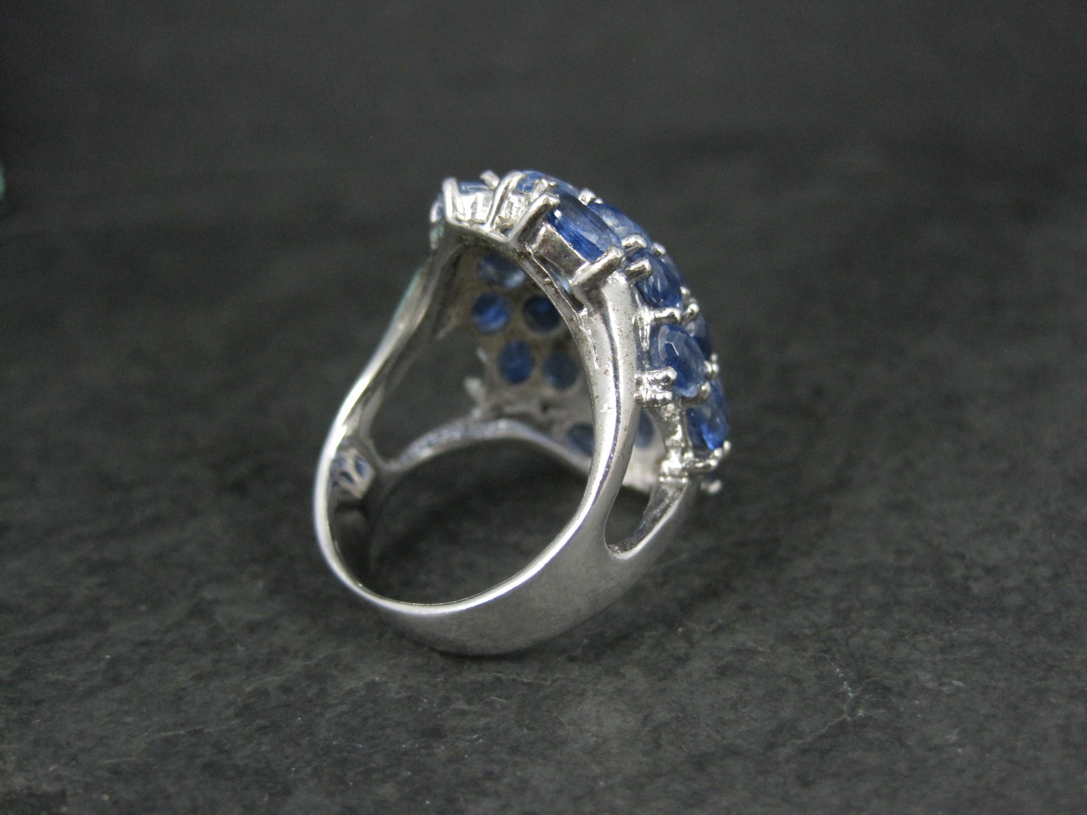 Huge Vintage Sterling Silver 13.5 Carat Sapphire Cluster Ring Size 10 In Good Condition For Sale In Webster, SD