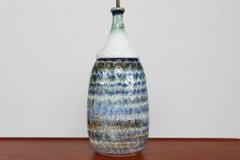 Große Vintage-Tischlampe, Steingut, blaue Farben, Dänemark, 1970er Jahre