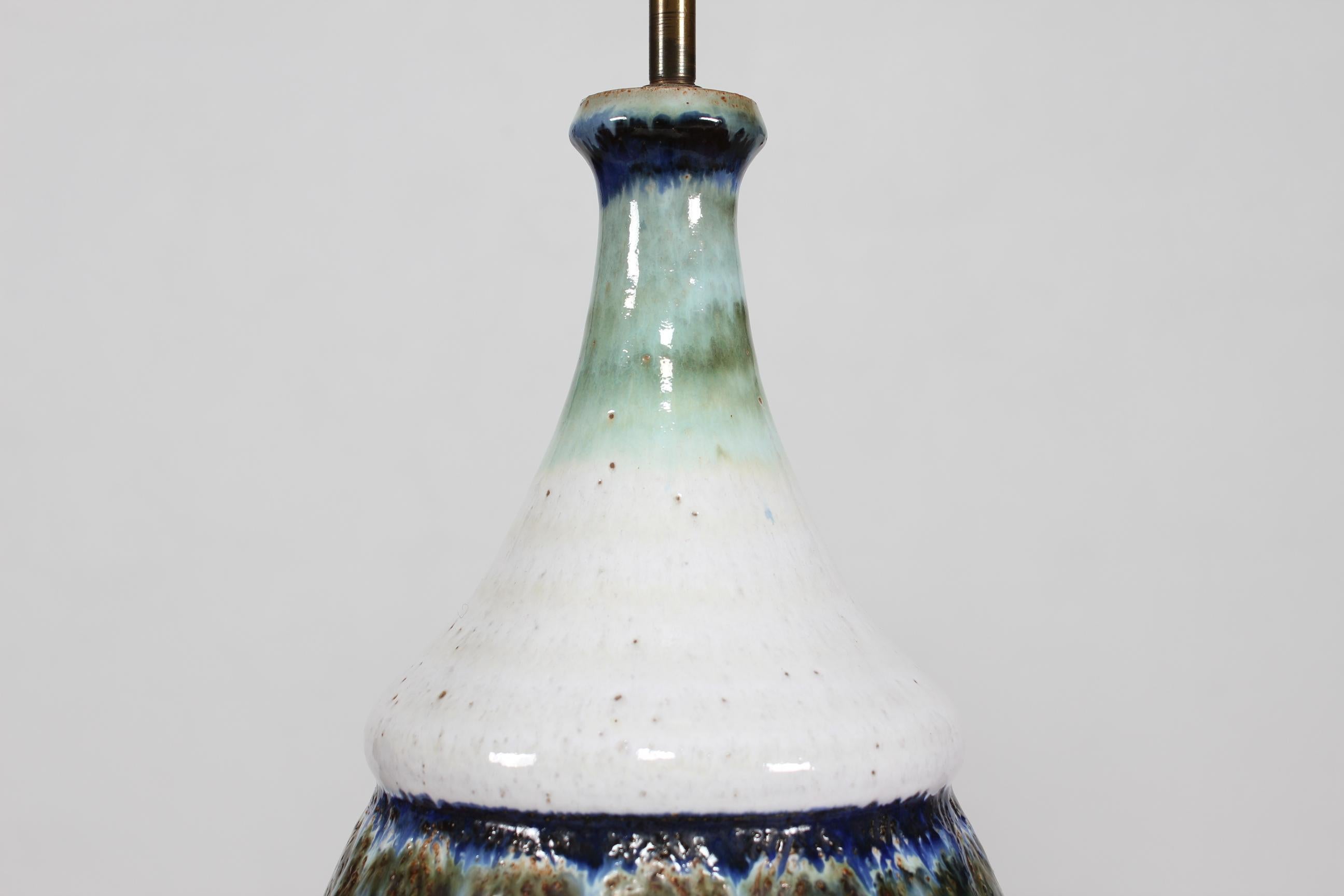 Huge Vintage Table Lamp, Stoneware, Blue Colors, Denmark, 1970s In Good Condition For Sale In Aarhus C, DK