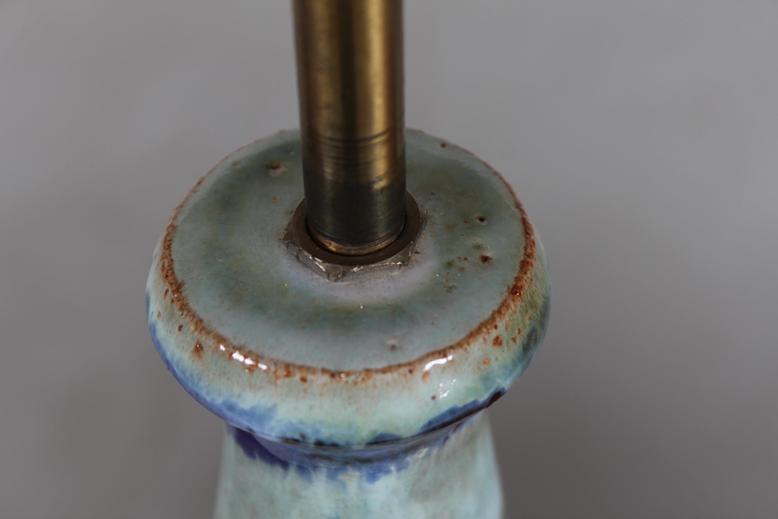 Huge Vintage Table Lamp, Stoneware, Blue Colors, Denmark, 1970s For Sale 2