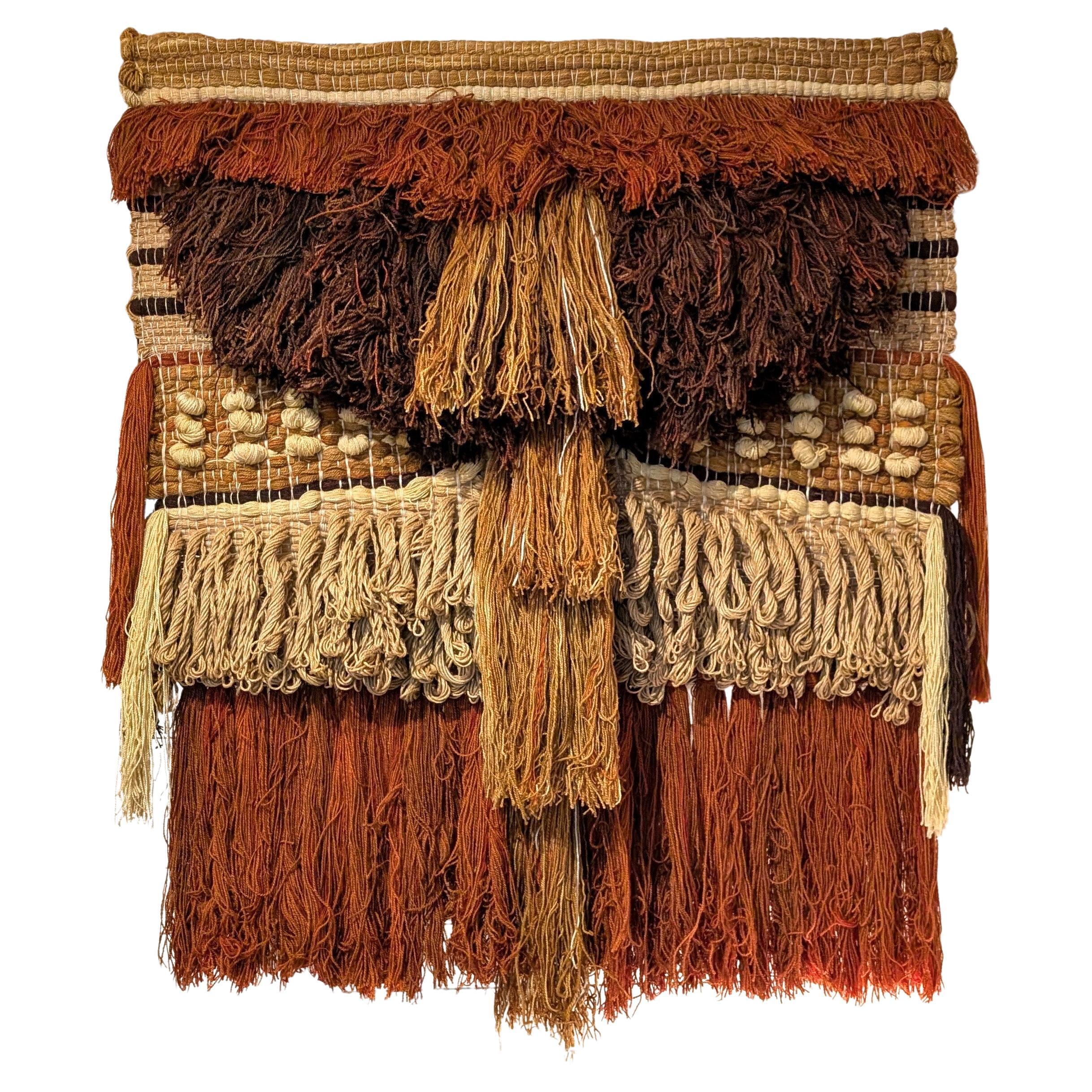 Huge vintage textile fiber wall art by California artist Margo O'Connor 1970s