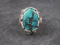 Huge Vintage Tufa Cast Turquoise Ring Kewa Size 6.5 OOAK