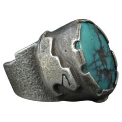 Huge Vintage Tufa gegossener Türkis-Ring Kewa Größe 6,5 OOAK