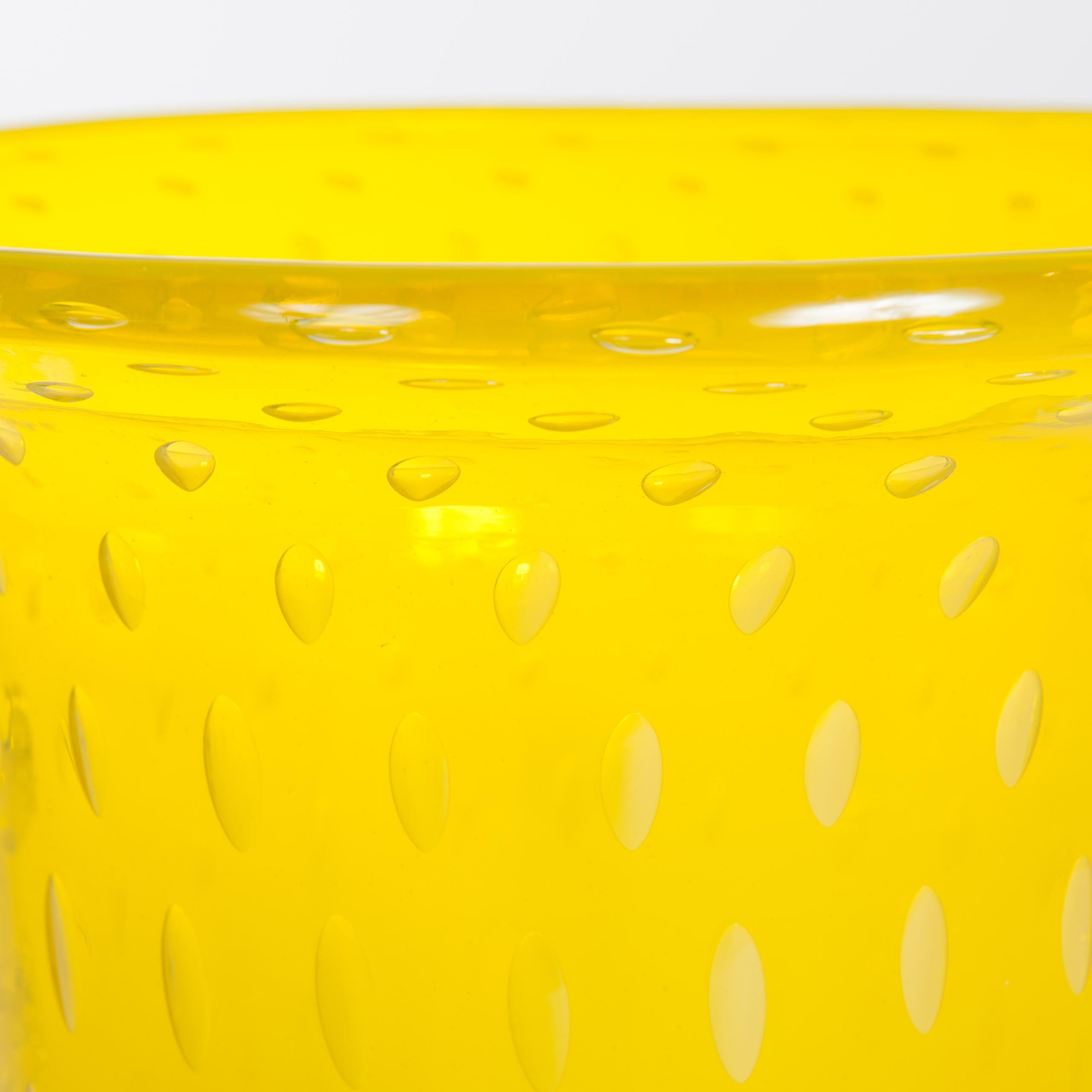 Mid-Century Modern Huge Vintage Venini Murano Glass Vase in Transparent-Yellow Color, Signed