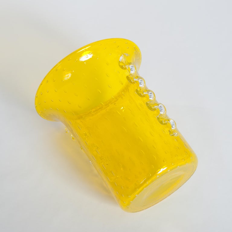Huge Vintage Venini Murano Glass Vase in TransparentYellow Color, Signed at 1stDibs