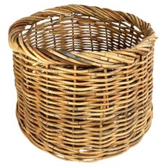 Huge Vintage Woven Rattan Floor Planter Basket 1970's