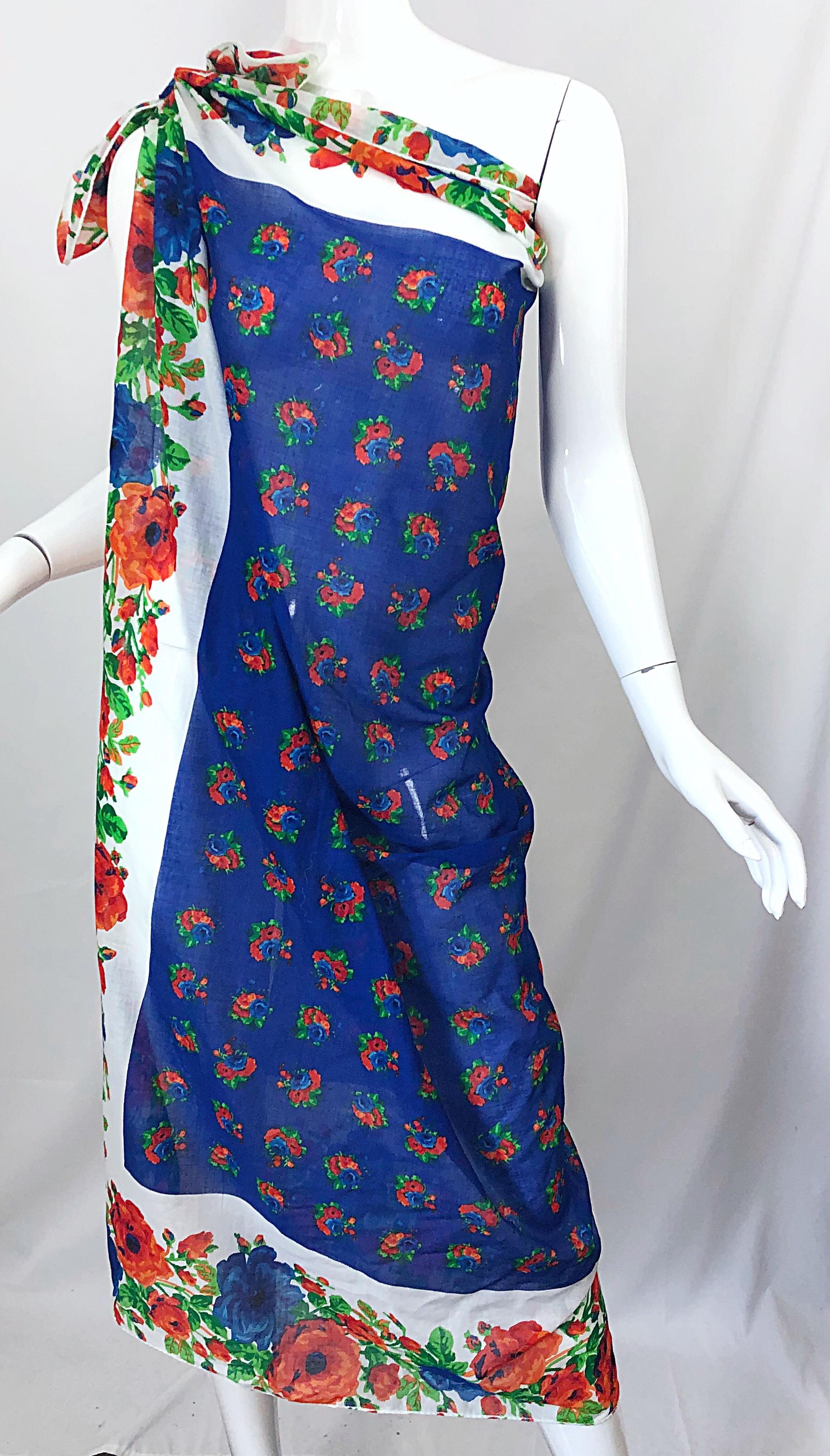 Huge Vintage Yves Saint Laurent YSL 54 x 54 Inch Cotton Voile Scarf Parero Shawl 4