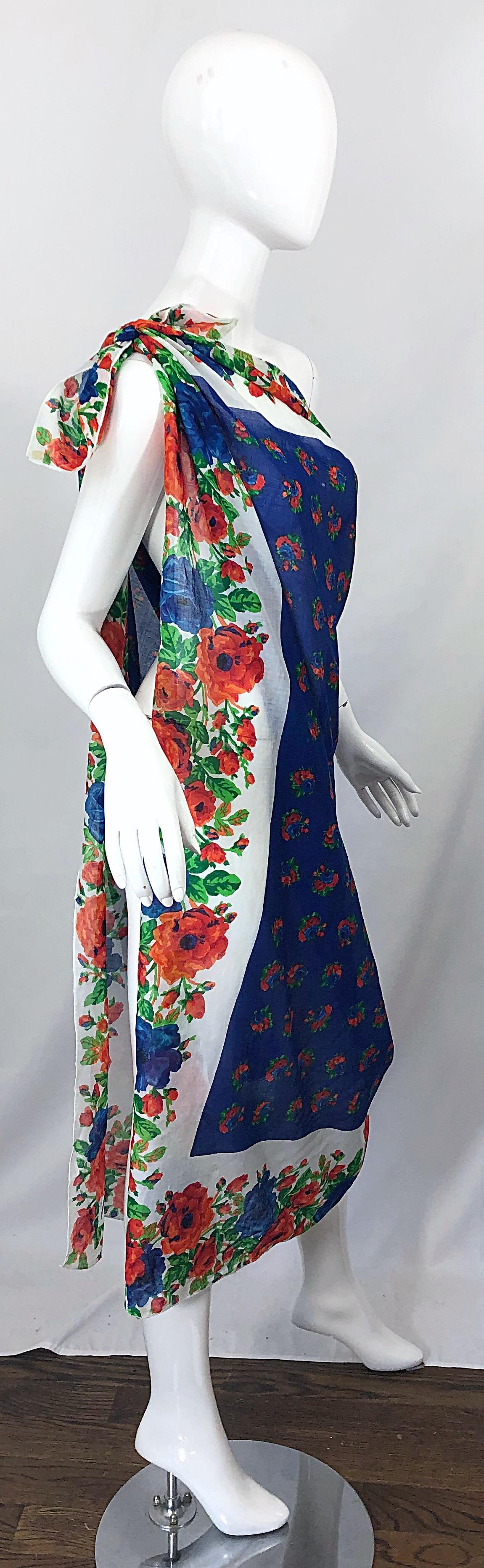 Huge Vintage Yves Saint Laurent YSL 54 x 54 Inch Cotton Voile Scarf Parero Shawl 7
