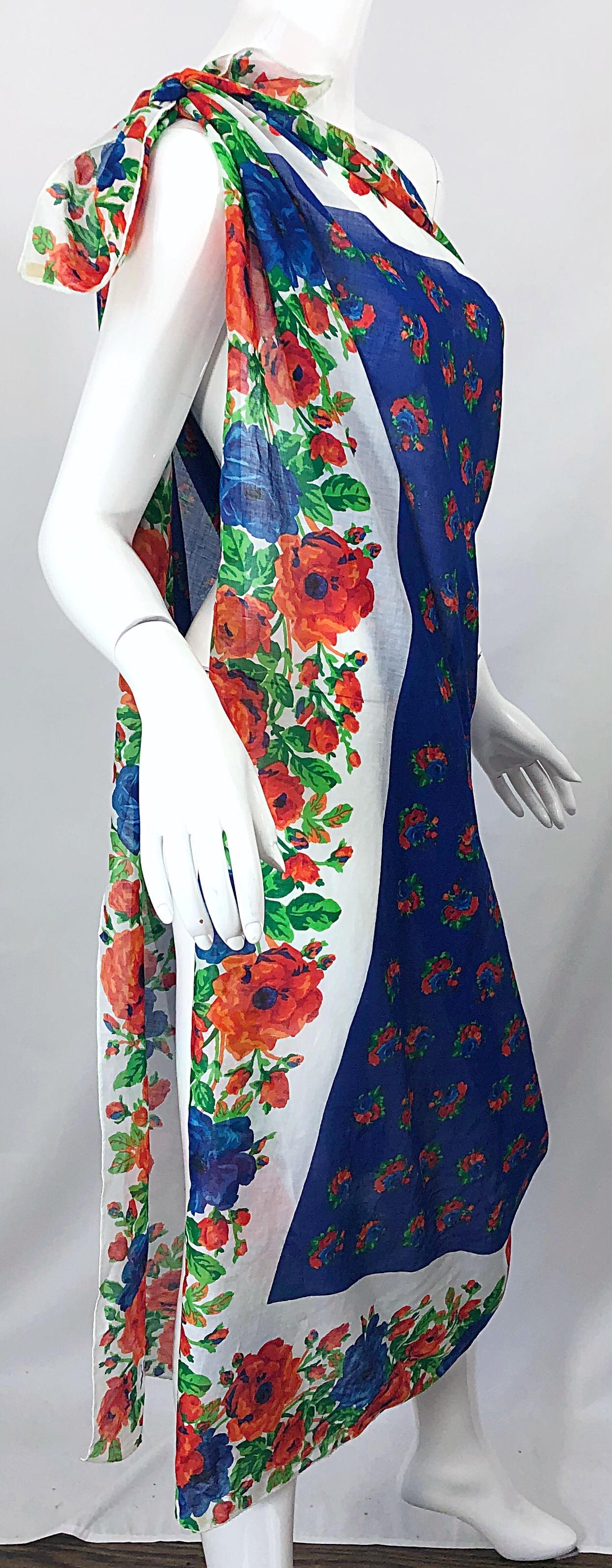 Huge Vintage Yves Saint Laurent YSL 54 x 54 Inch Cotton Voile Scarf Parero Shawl 1