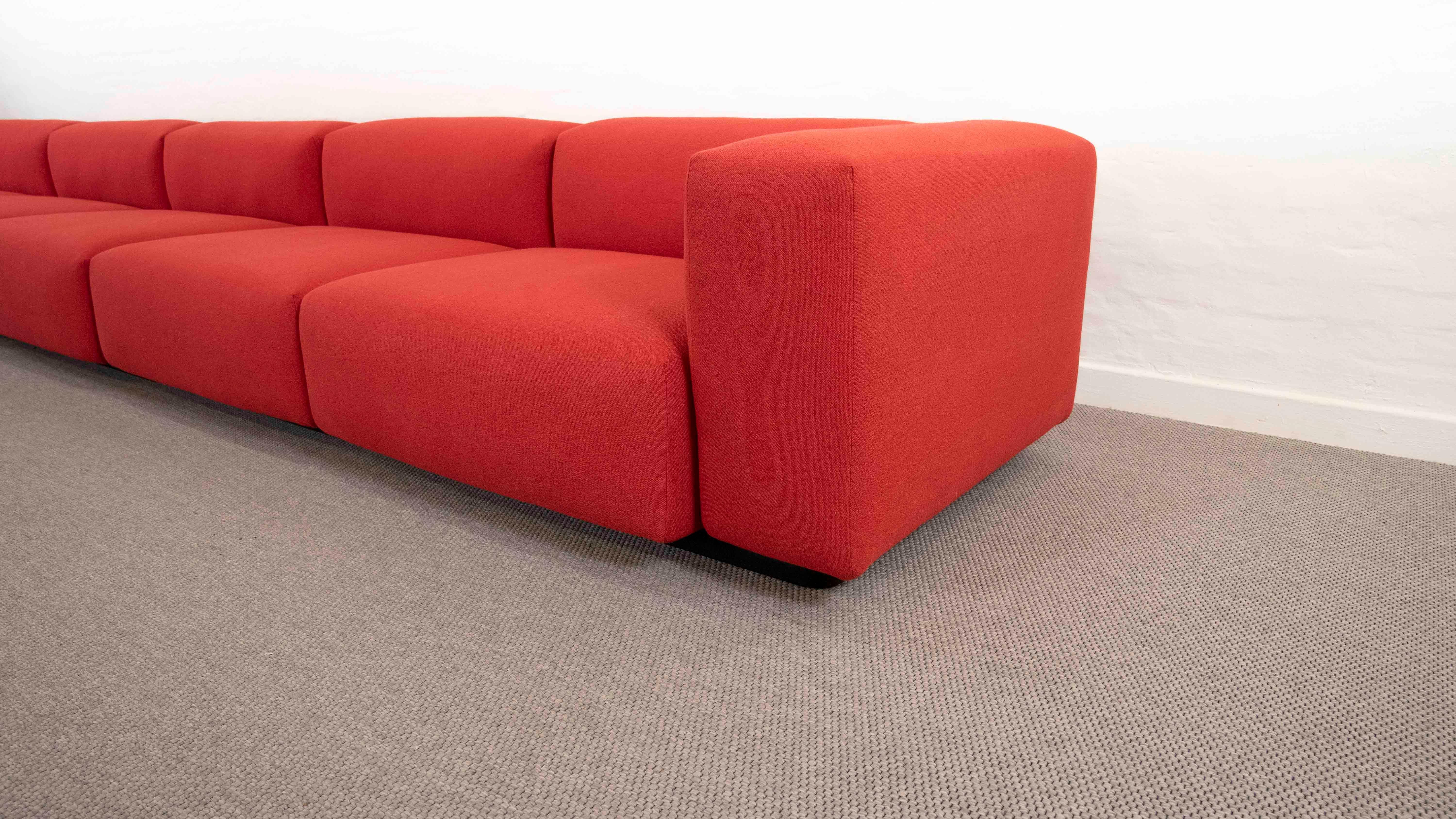 Huge Vitra Modular Soft 5-Seat Sofa by Jasper Morrison in Red Fabrics 2
