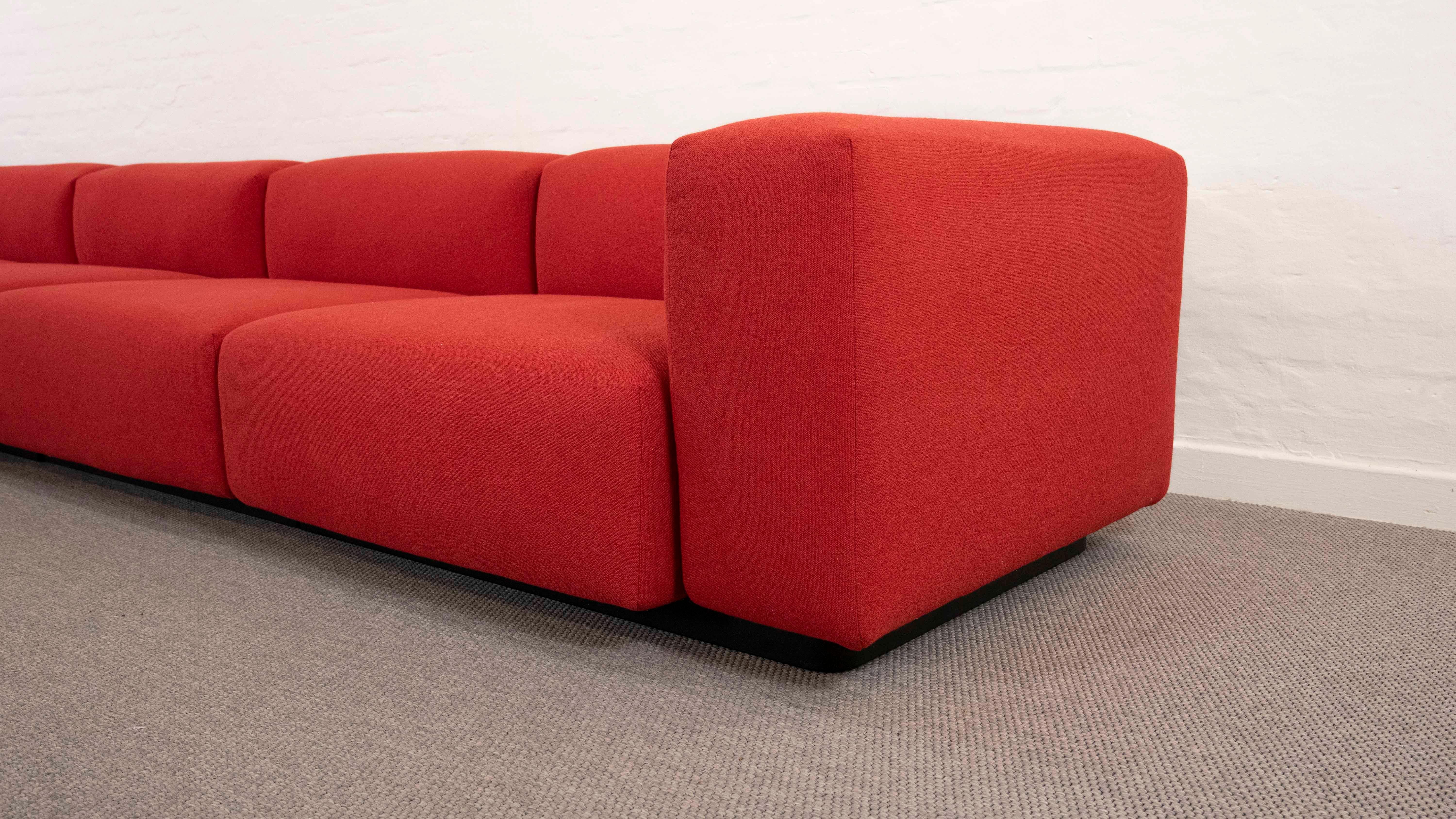 Huge Vitra Modular Soft 5-Seat Sofa by Jasper Morrison in Red Fabrics 3