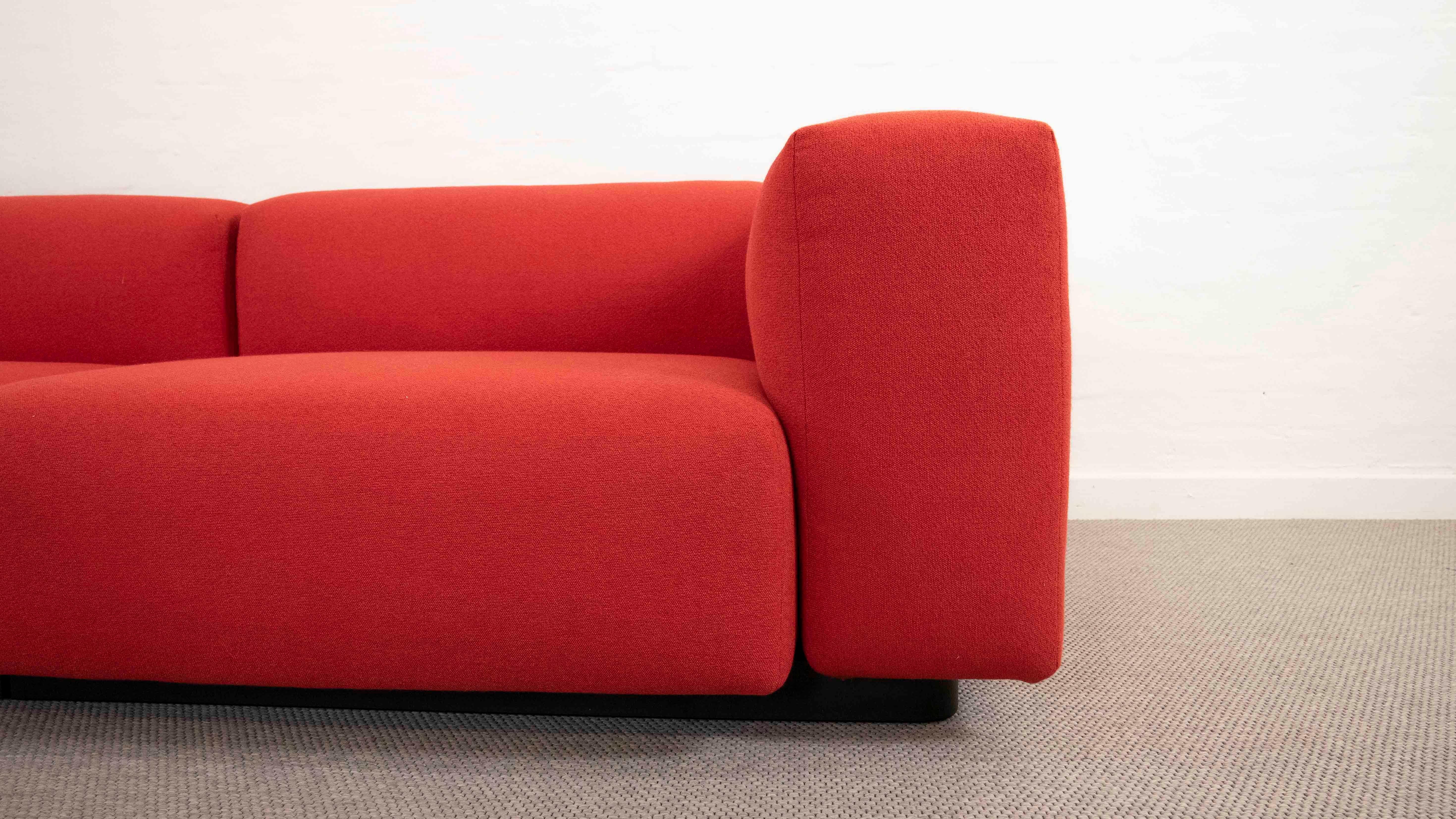 Huge Vitra Modular Soft 5-Seat Sofa by Jasper Morrison in Red Fabrics 4