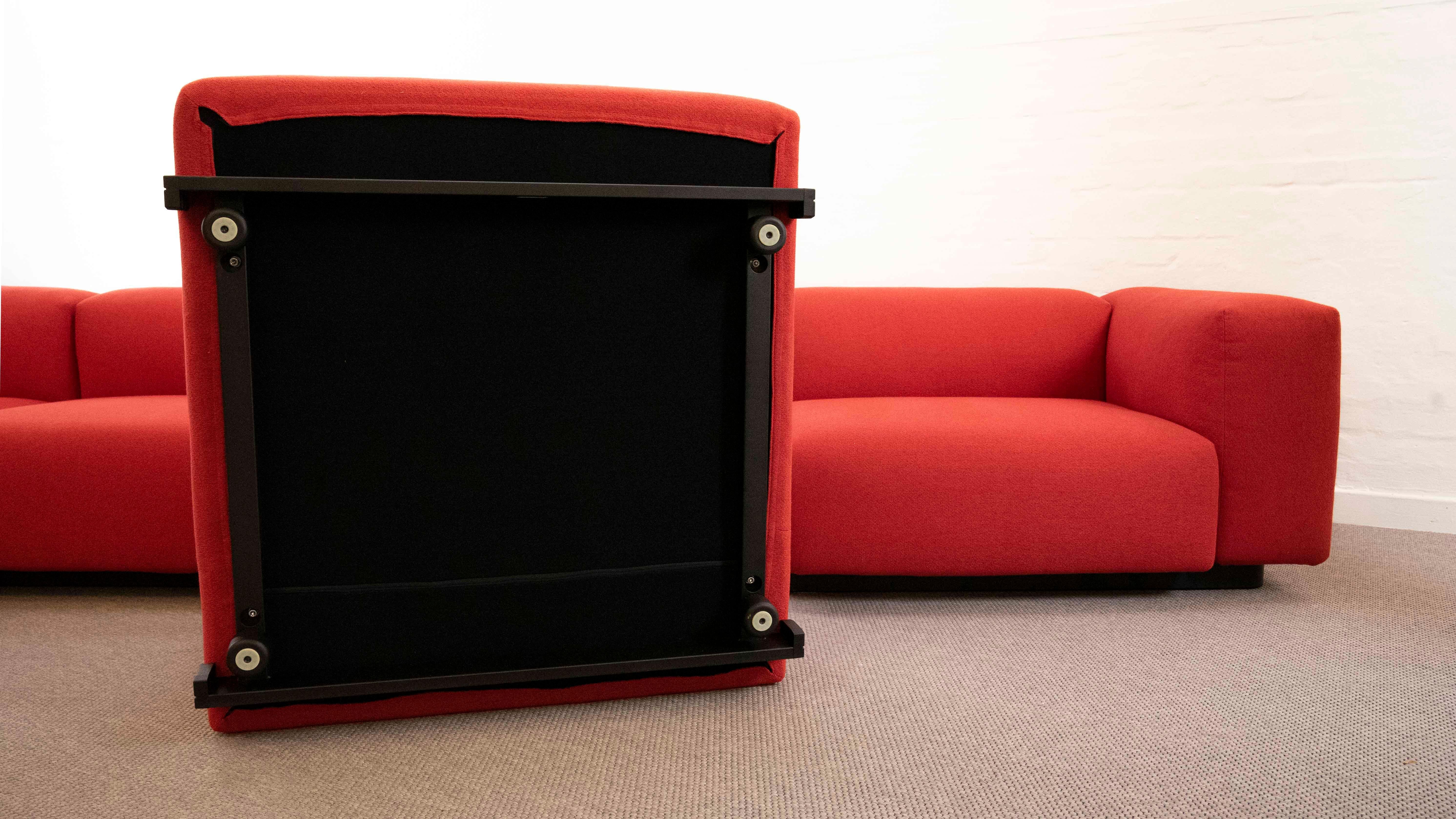 Huge Vitra Modular Soft 5-Seat Sofa by Jasper Morrison in Red Fabrics 7