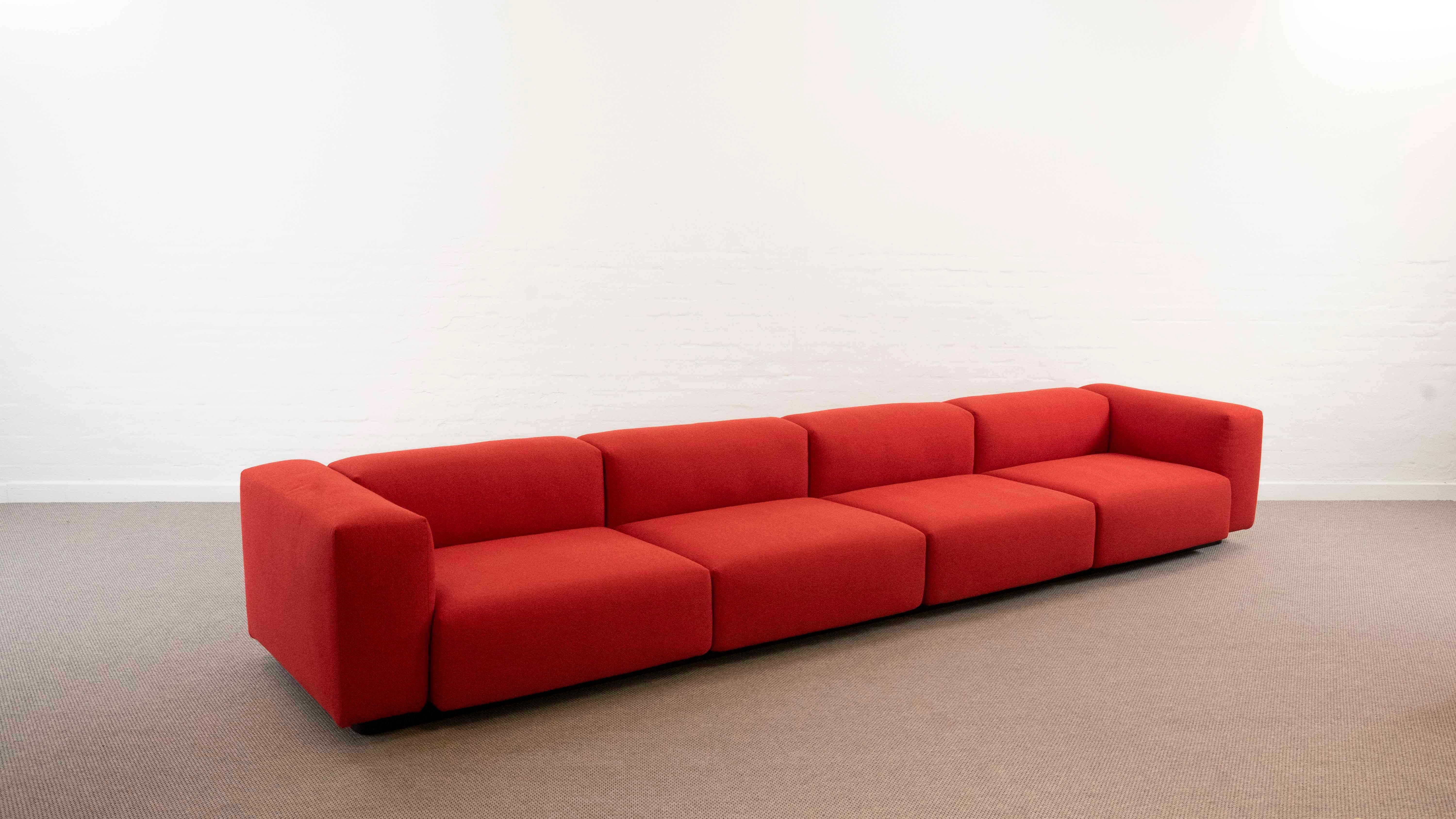 Huge Vitra Modular Soft 5-Seat Sofa by Jasper Morrison in Red Fabrics 10