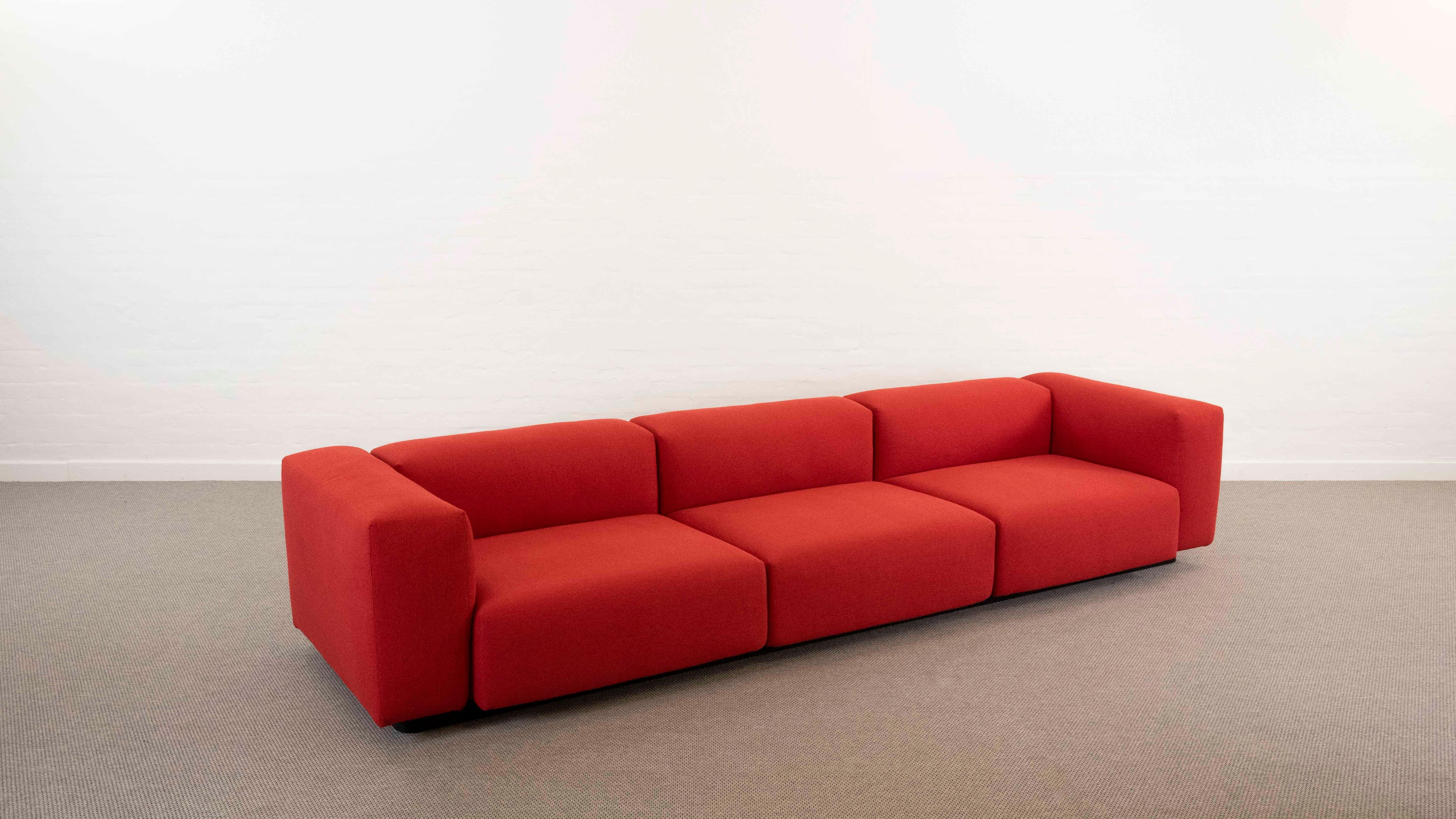 Huge Vitra Modular Soft 5-Seat Sofa by Jasper Morrison in Red Fabrics 11