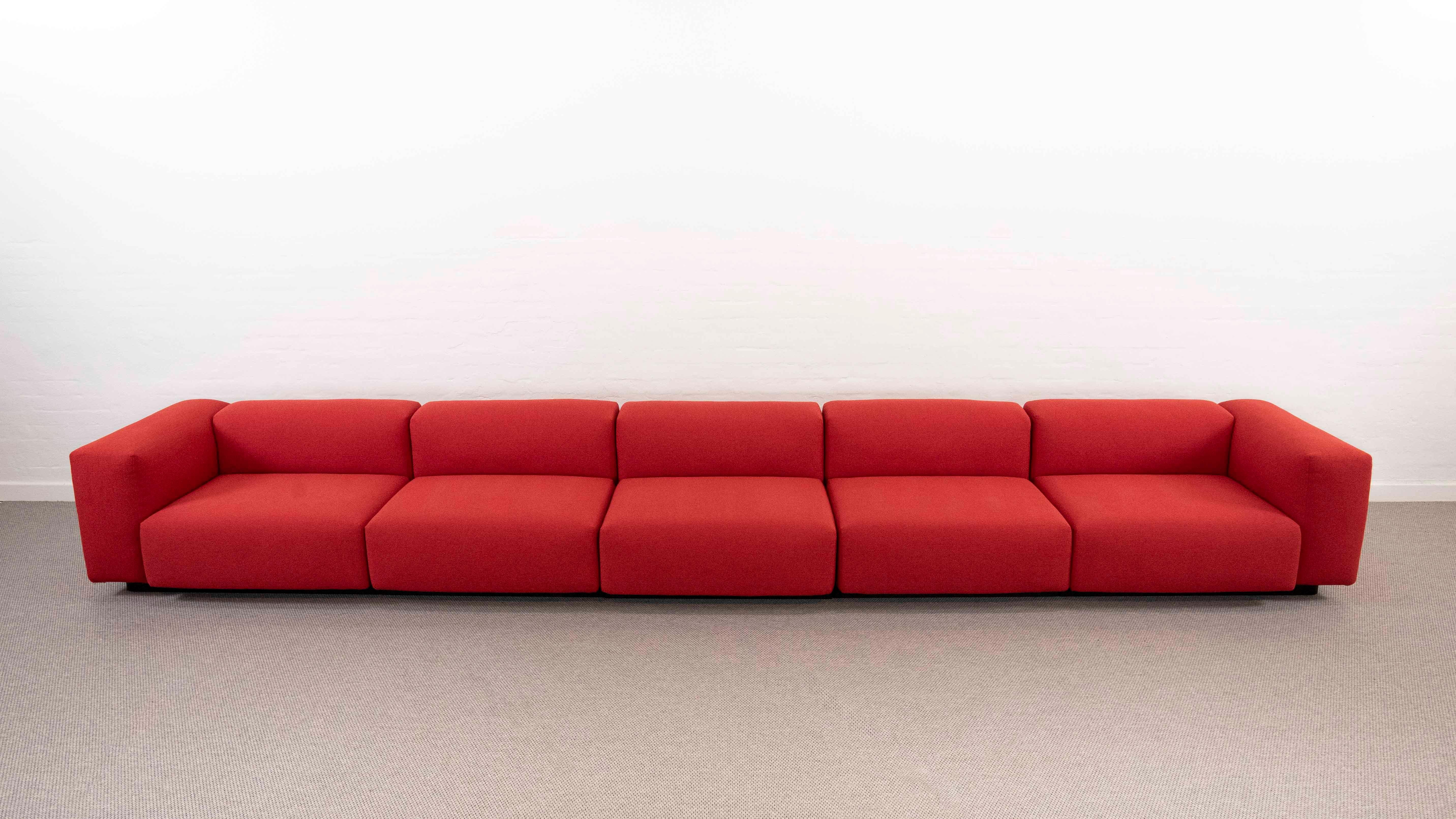 Modular Soft Sofa by Jasper Morrisson, manufactured by Vitra 2017. Was exhibition piece in showroom since. Very large 5-Seat edition. Due to its modularity the sofa can be adepted to you individual living needs. A corner solution is unfortunatly not