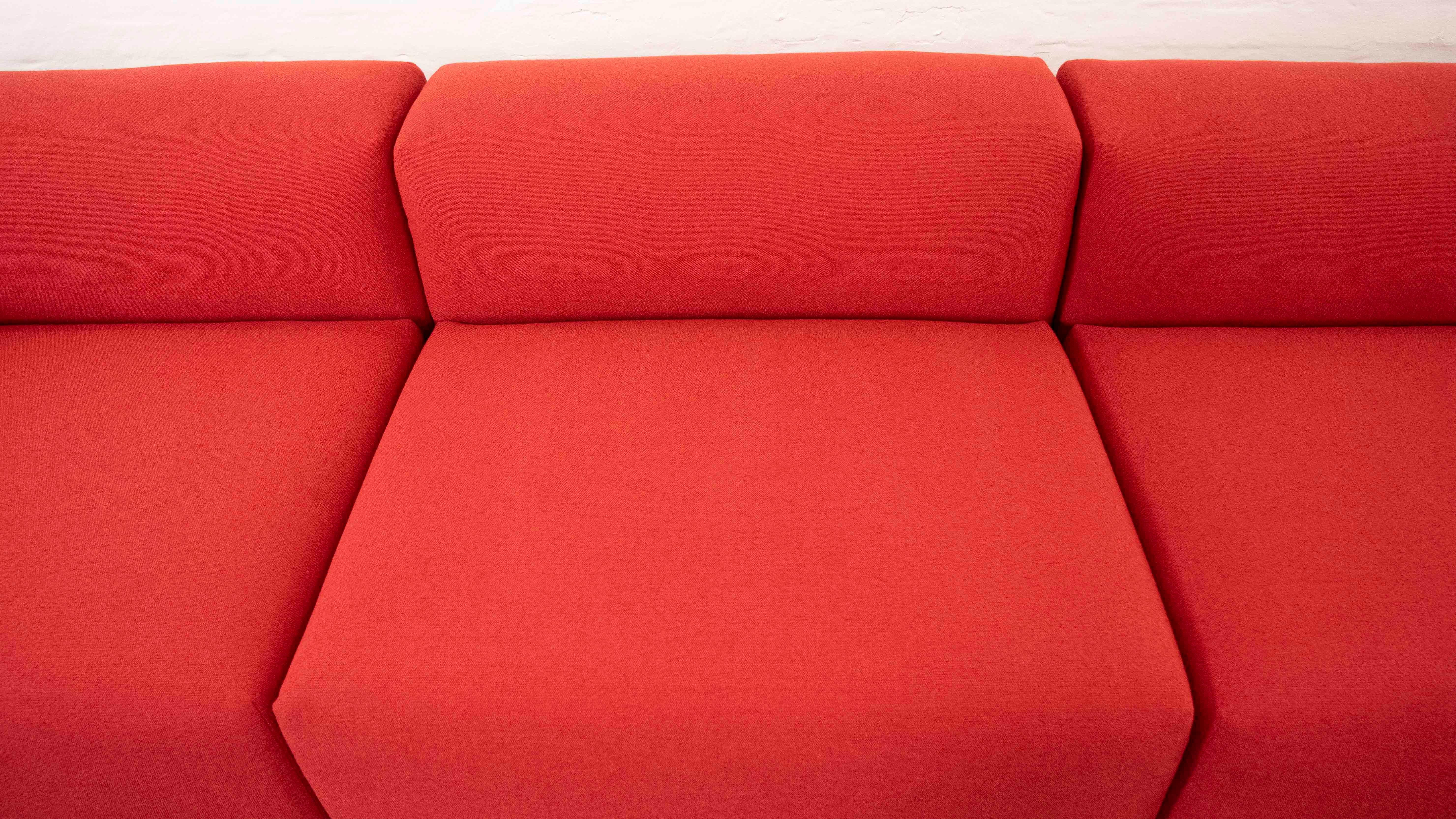 European Huge Vitra Modular Soft 5-Seat Sofa by Jasper Morrison in Red Fabrics