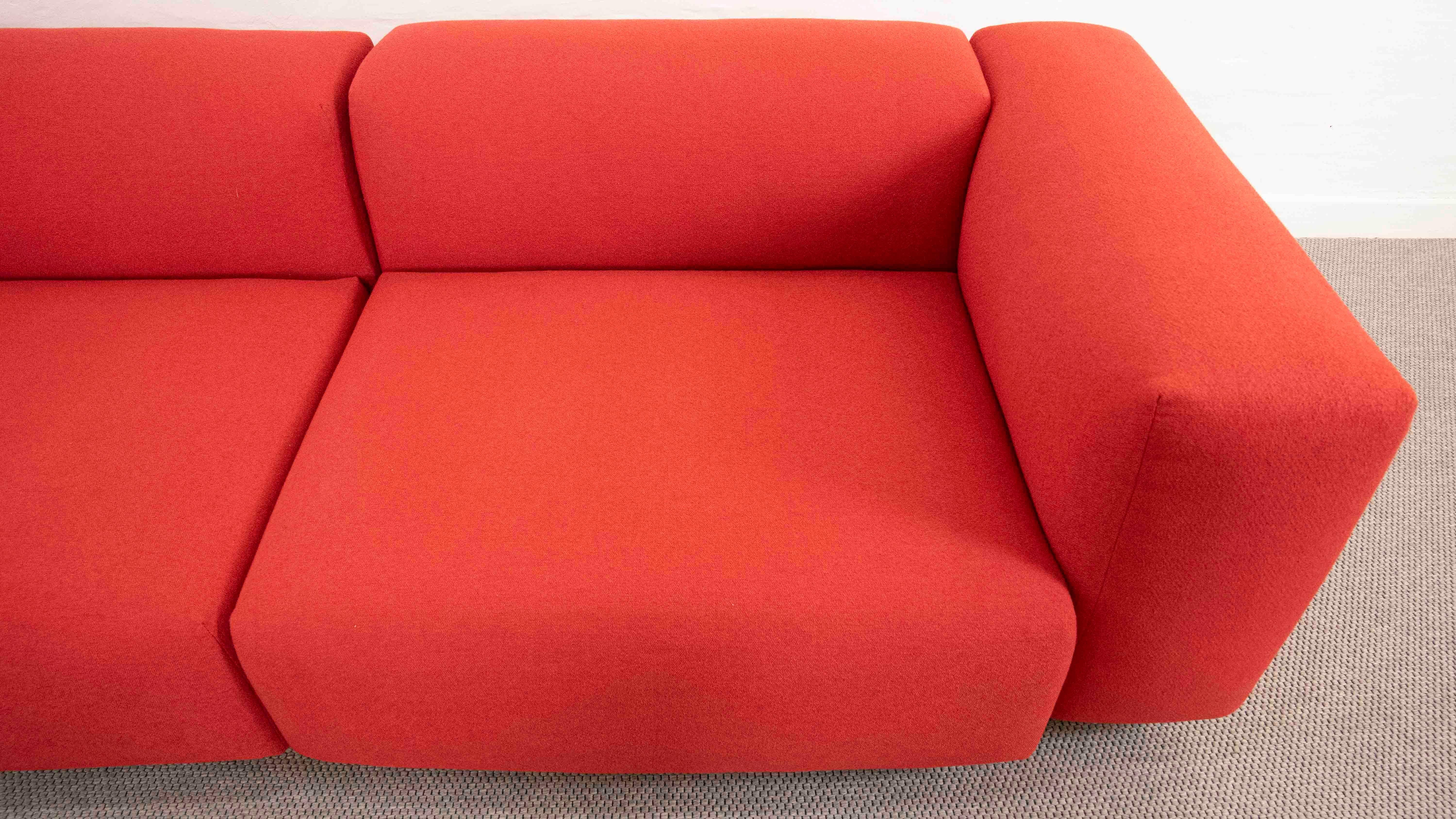 Contemporary Huge Vitra Modular Soft 5-Seat Sofa by Jasper Morrison in Red Fabrics