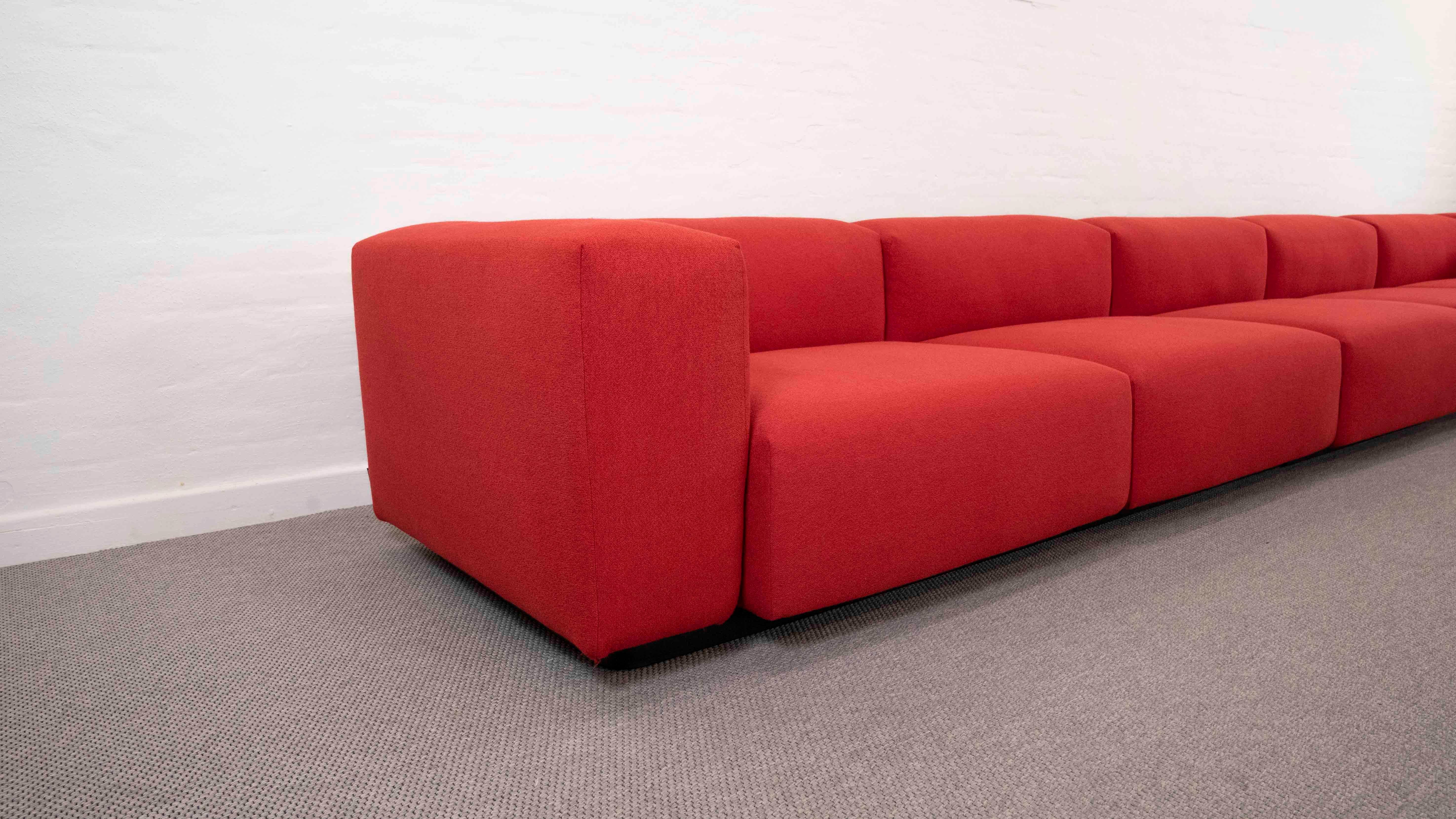 Huge Vitra Modular Soft 5-Seat Sofa by Jasper Morrison in Red Fabrics 1