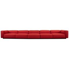 Grand canapé modulaire Vitra souple à 5 places en tissus rouges de Jasper Morrison