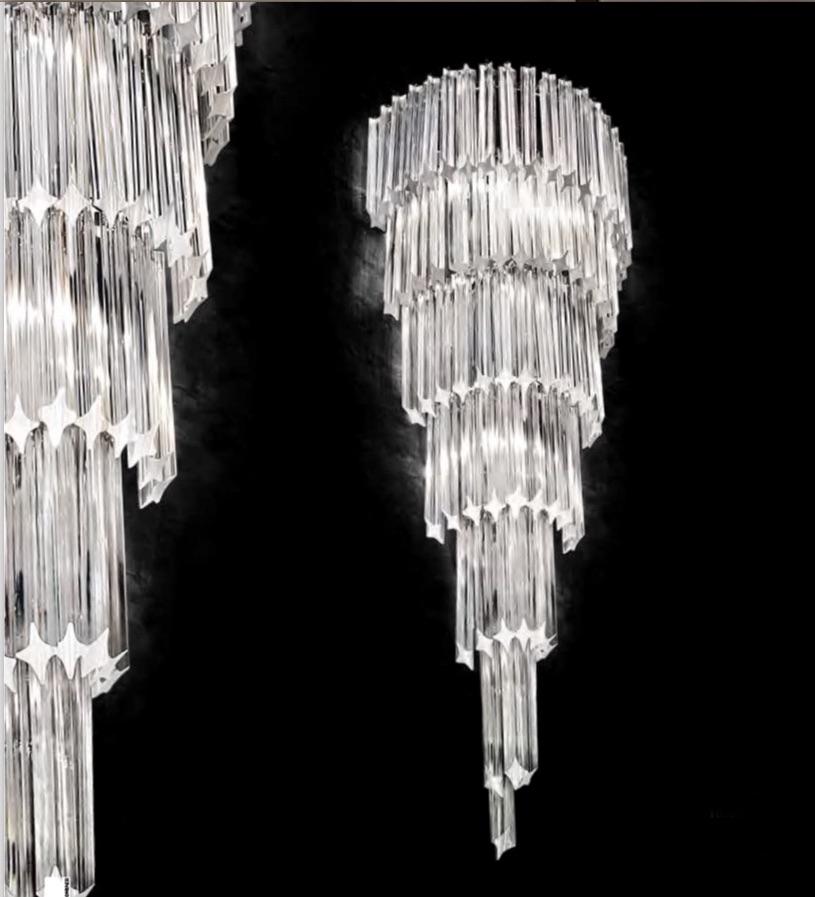 Huge Vortex Multitier Crystal Prism Chandelier by Veneziani Arte For Sale 3
