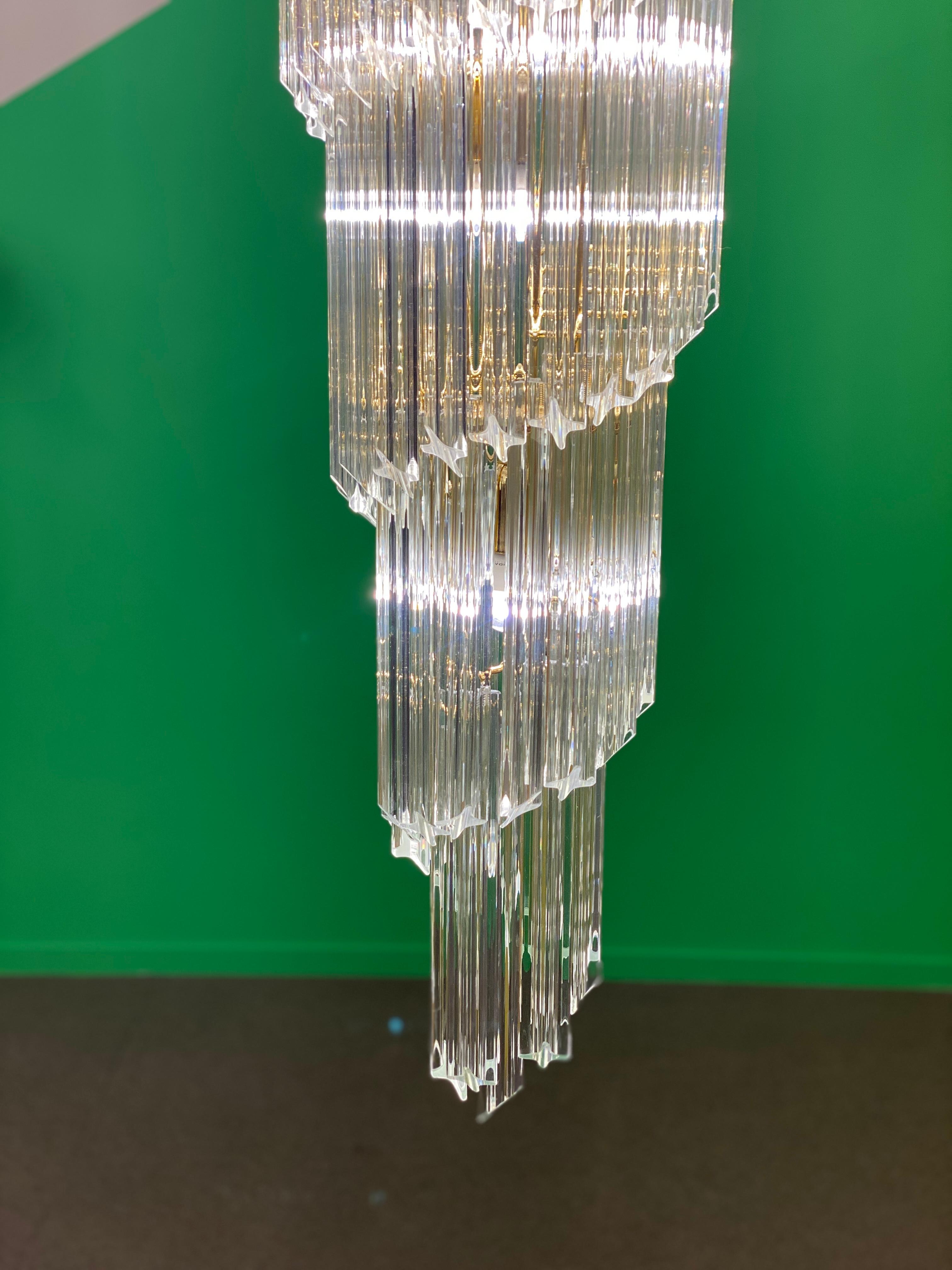 Italian Huge Vortex Multitier Crystal Prism Chandelier by Veneziani Arte For Sale