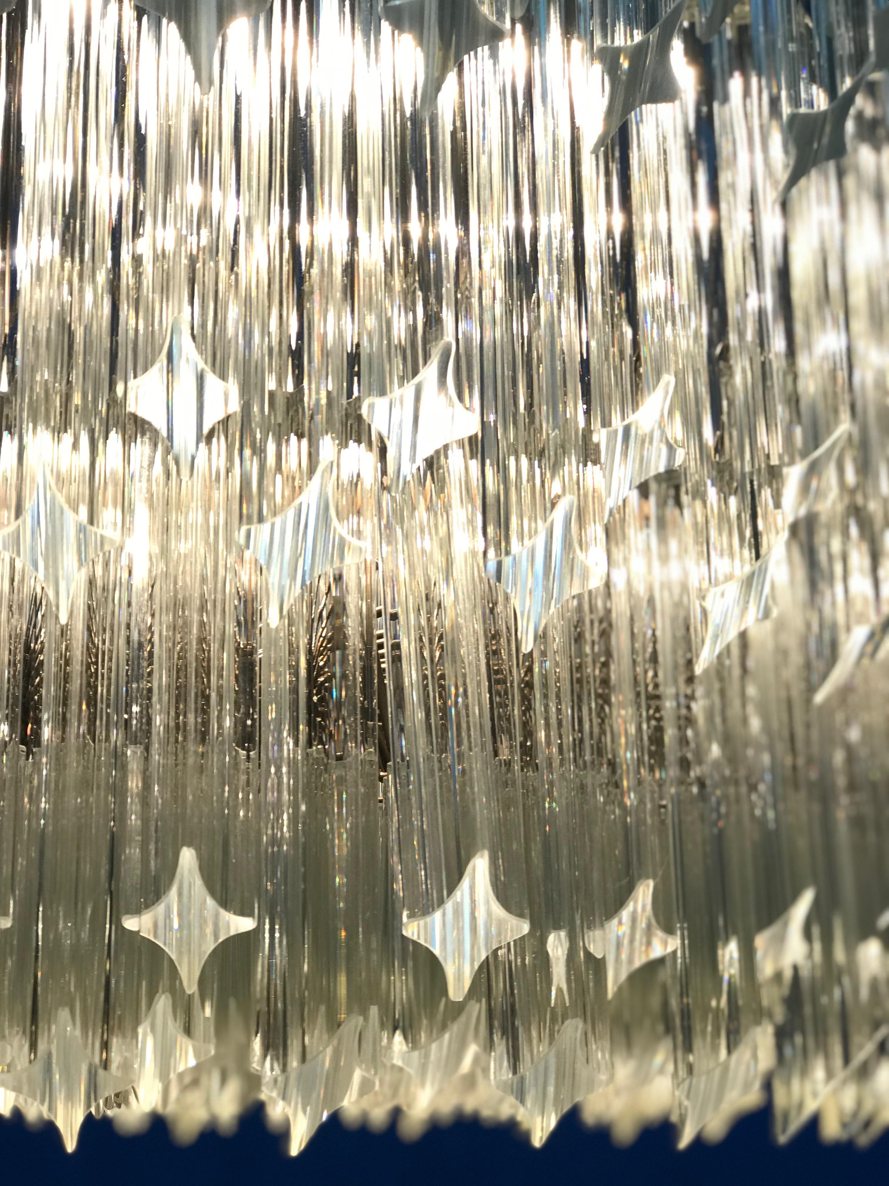 Steel Huge Vortex Multitier Crystal Prism Chandelier by Veneziani Arte For Sale