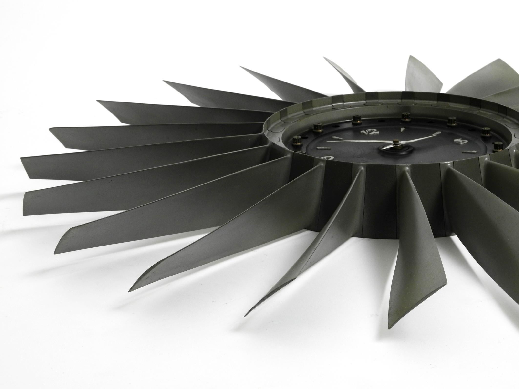 Industrial Huge Wall Clock with Blade Turbine from a Lockheed F-104 Starfighter from 1990