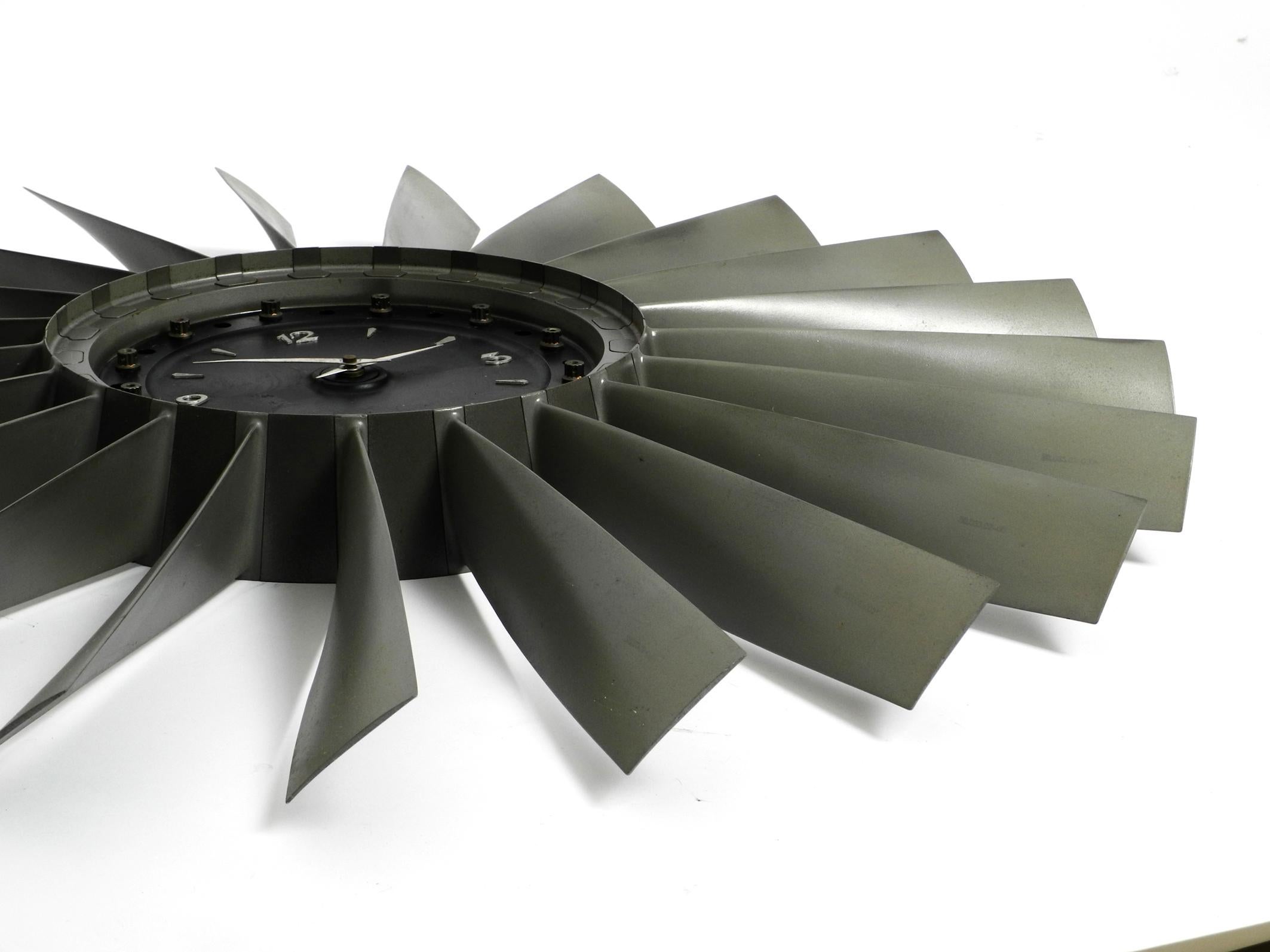 German Huge Wall Clock with Blade Turbine from a Lockheed F-104 Starfighter from 1990 
