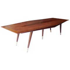 Huge Walnut Mid-Century Modern Conference Dining Table by Giacomo Buzzitta