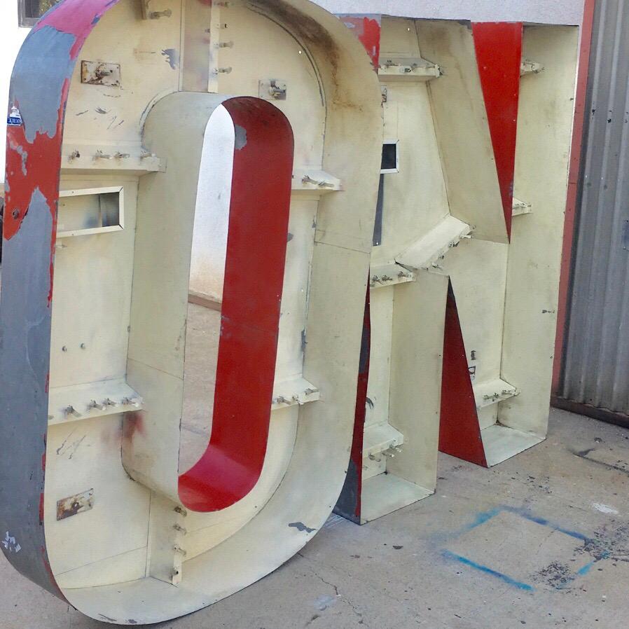 Mid-20th Century Huge Weathered on Industrial Sign For Sale